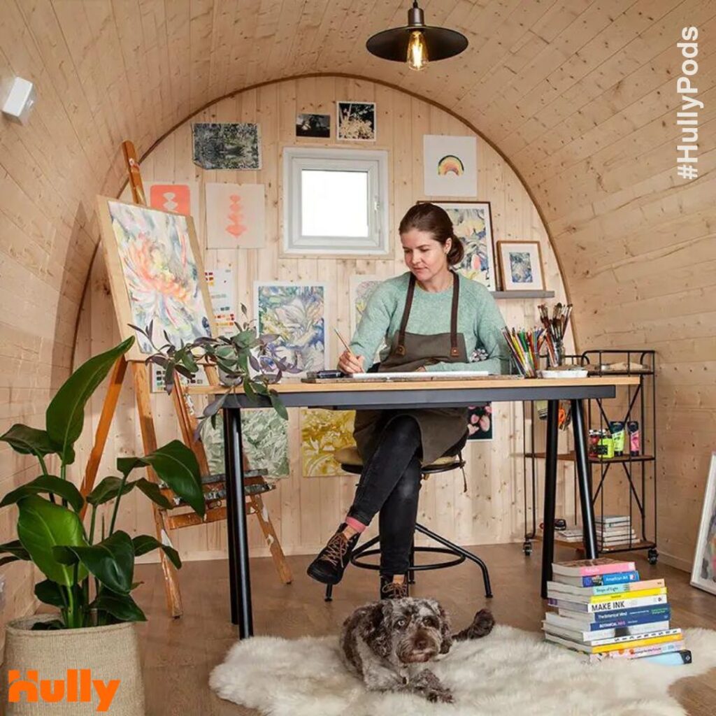 using a garden room as a home studio with Hully Pods
