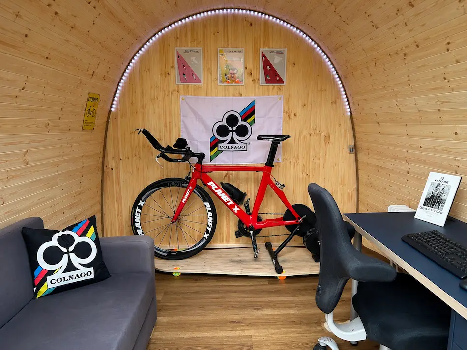 home garden gym with bike and desktop