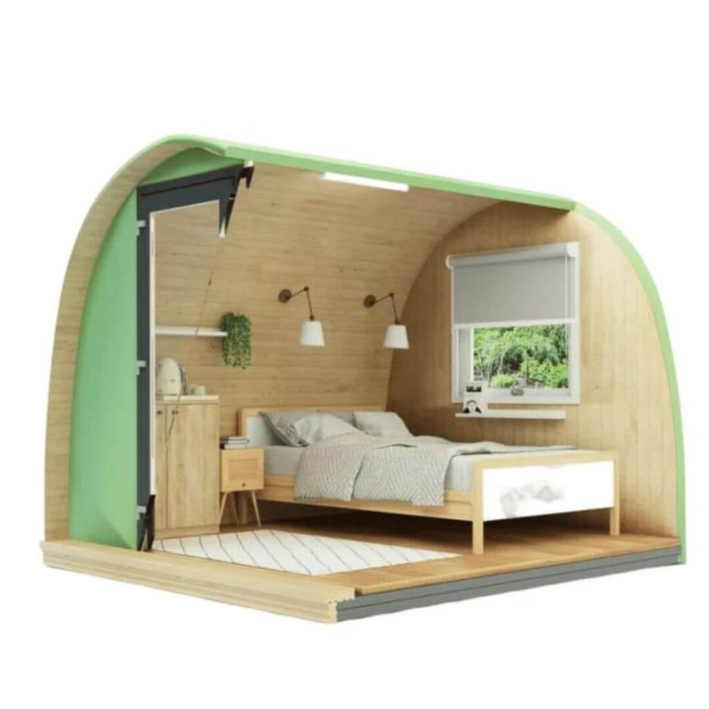 Glamping Pod for Glamping Businesses in the UK - Hully Garden Pod design: Example of how to set up a glamping business in the UK